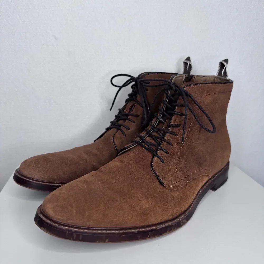 2020s ALDO Brown Suede Chukka Ankle Boots Men’s Size 12 Side Zip Lace Up